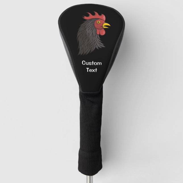Funda Para Palo De Golf Cabeza de Rooster Negro (Anverso)
