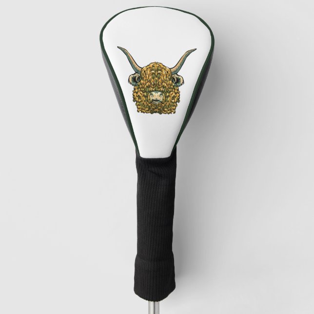 Funda Para Palo De Golf Cabeza dorada de vaca Highland (Anverso)