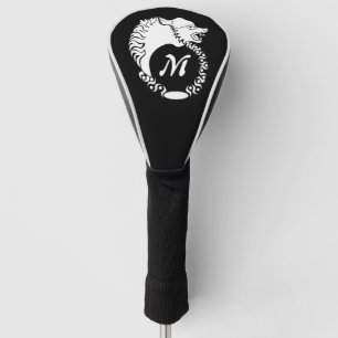 Funda Para Palo De Golf Cabeza tribal de Lobo blanco Silhouette Laurel Mon