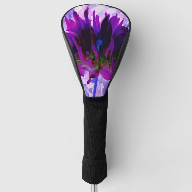 Funda Para Palo De Golf Cactus Dahlia morado y negro asombroso (Anverso)