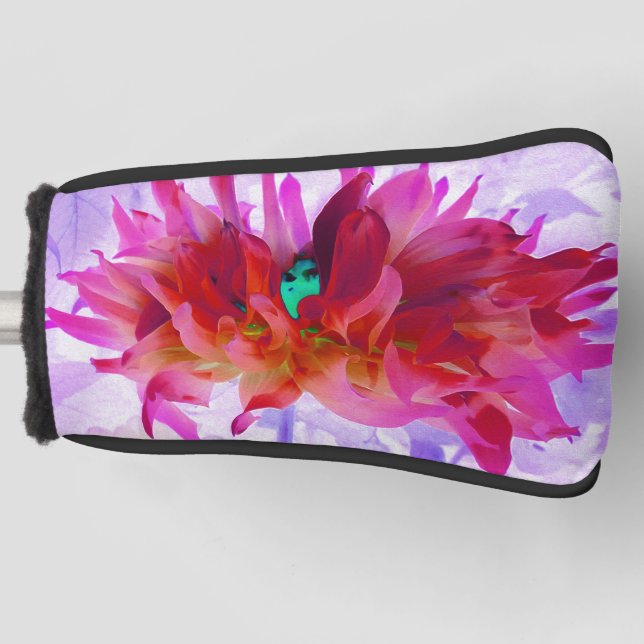 Funda Para Palo De Golf Cactus Rojo y Rosa Caliente Dahlia (Anverso)