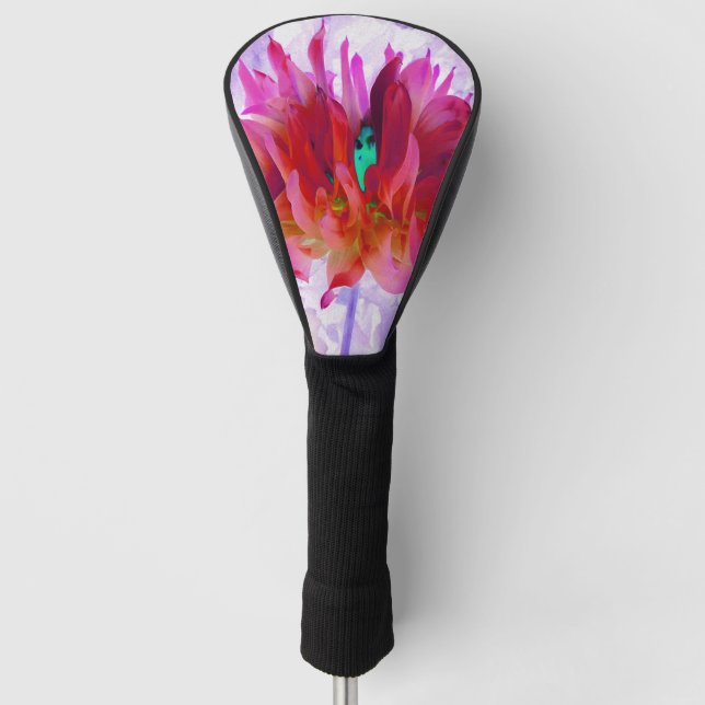 Funda Para Palo De Golf Cactus Rojo y Rosa Caliente Dahlia (Anverso)