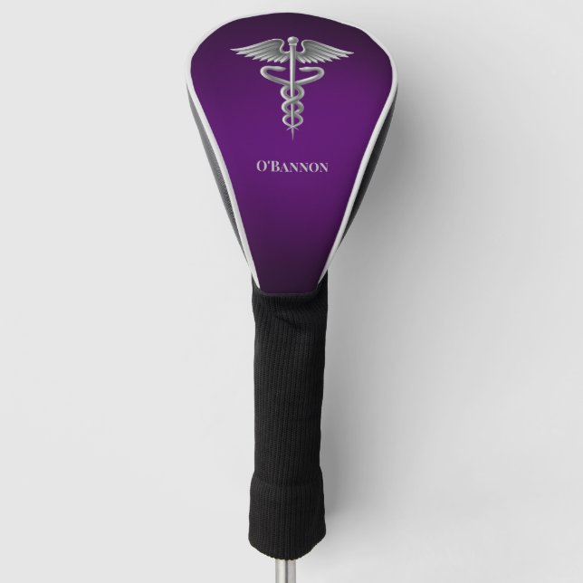 Funda Para Palo De Golf Caduceo en morado personalizado (Anverso)