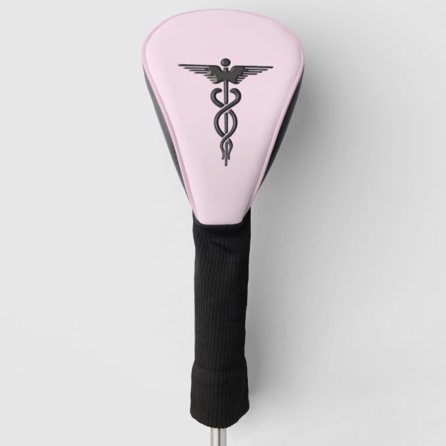 Funda Para Palo De Golf Caduceto médico rosa (Anverso)
