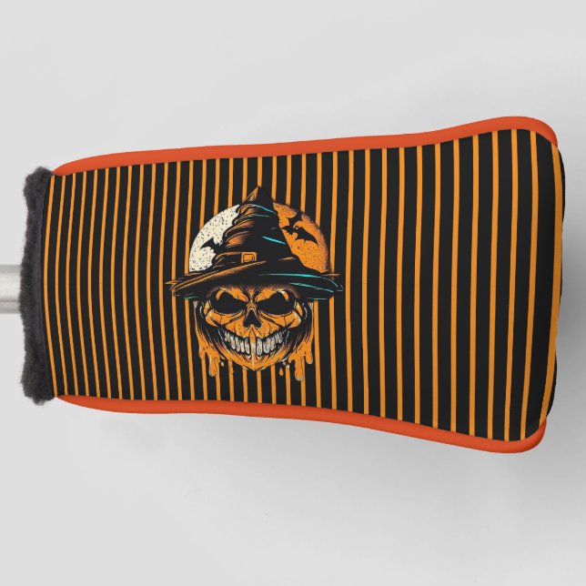 Funda Para Palo De Golf calabaza/Halloween/calavera/espeluznante (Anverso)