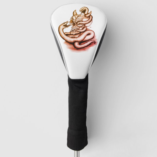 Funda Para Palo De Golf Calavera - Cabeza malvada con serpiente (Anverso)