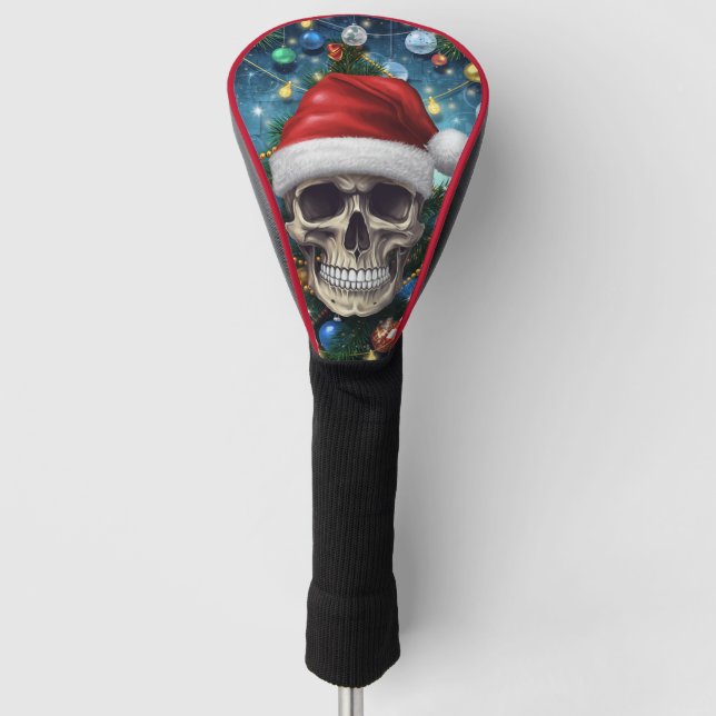 Funda Para Palo De Golf Calavera Navideña Festiva (Anverso)