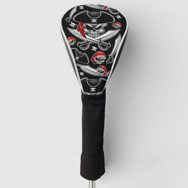 Funda Para Palo De Golf Calavera pirata con sabers cruzados (Anverso)