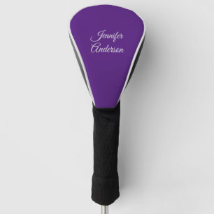 Funda Para Palo De Golf Caligrafía de moda Elegante Royal Purple Personali