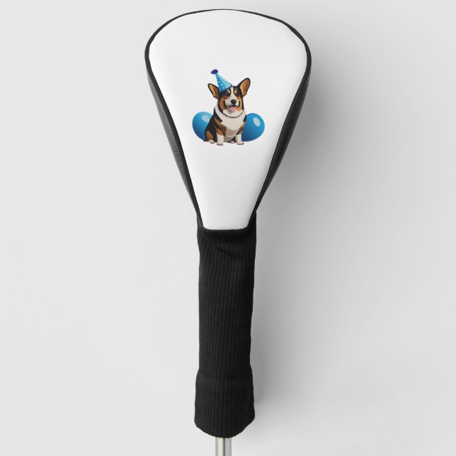 Funda Para Palo De Golf Camiseta clásica de cumpleaños Blue Corgi (Anverso)