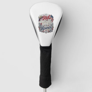 Funda Para Palo De Golf Camiseta de cerveza patriótica Rojo Blanco & Brews