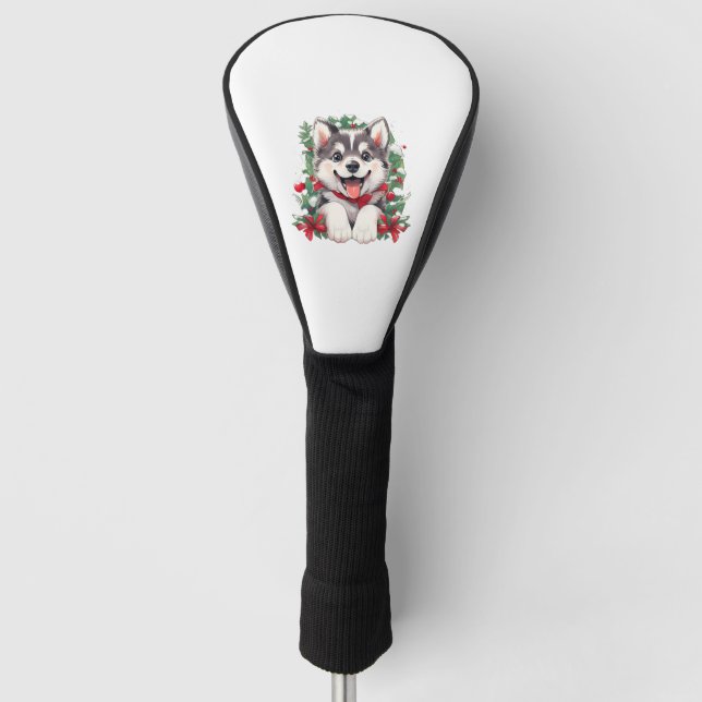 Funda Para Palo De Golf Camiseta festiva Husky Puppy Classic (Anverso)