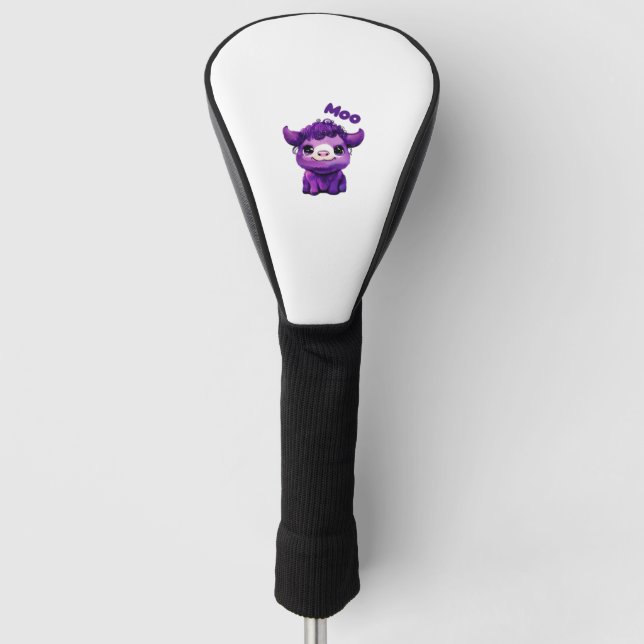 Funda Para Palo De Golf Camiseta sobredimensionada de vaca púrpura (Anverso)