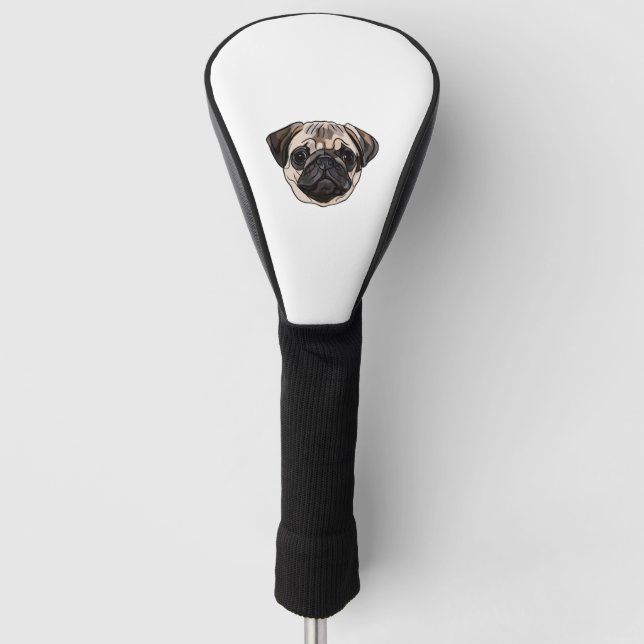 Funda Para Palo De Golf Camiseta Típica Pug (Anverso)
