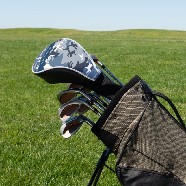 Funda Para Palo De Golf Camuflaje azul de nieve de invierno Tu nombre pers (In Situ)