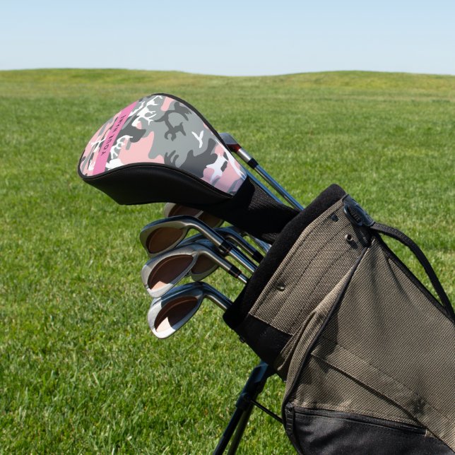 Funda Para Palo De Golf Camuflaje rosa y gris Tu nombre Personaliza (In Situ)