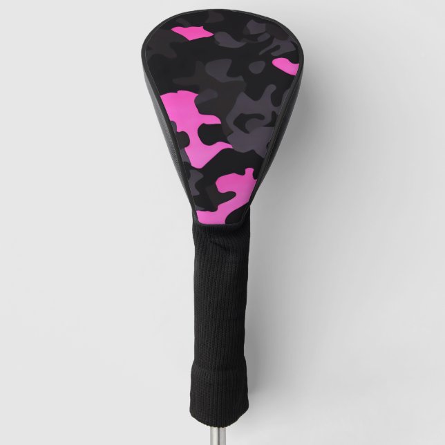 Funda Para Palo De Golf Camuflaje rosa y negro (Anverso)