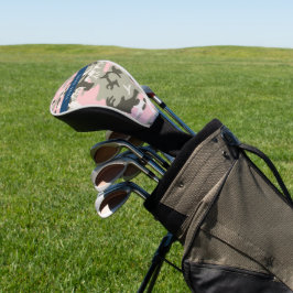 Funda Para Palo De Golf Camuflaje rosa y verde Tu nombre Personaliza