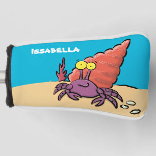 Funda Para Palo De Golf Cangrejo ermitaño gracioso personalizado morado