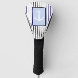 Funda Para Palo De Golf Capitán de Anclaje Blanco Bandas Azules Océano mar