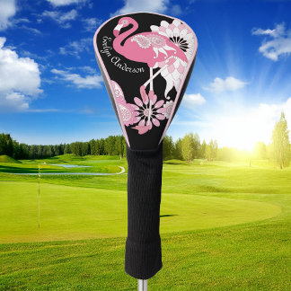 Funda Para Palo De Golf Caprichoso Flamenco Rosa Moderno Negro