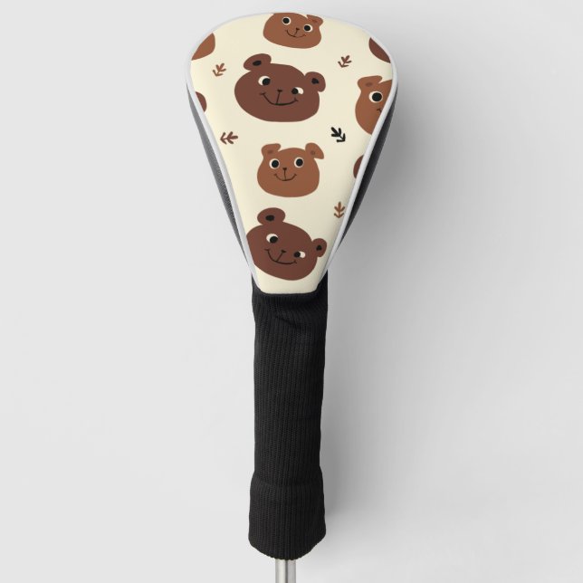 Funda Para Palo De Golf Cara de oso divertida (Anverso)