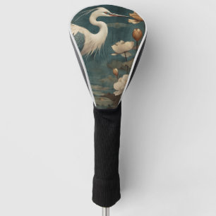Funda Para Palo De Golf Cárcel azul y loto de la escena botánica vintage