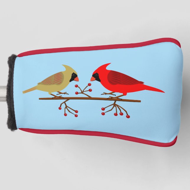 Funda Para Palo De Golf Cardenales Navidades y Berries rojos (Anverso)
