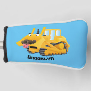 Funda Para Palo De Golf Caricatura graciosa amarilla con bulldozer