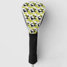 Carrito de golf, clubes y verdes