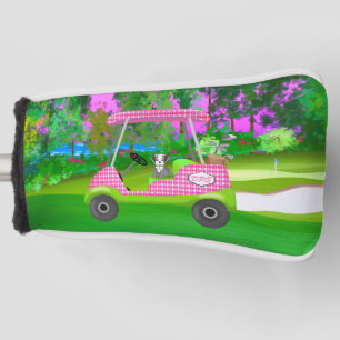 Funda Para Palo De Golf  Carrito de Golf con adorable Schnauzer e iniciale