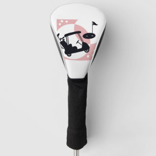 Funda Para Palo De Golf Carrito de golf retro en negro y rosa
