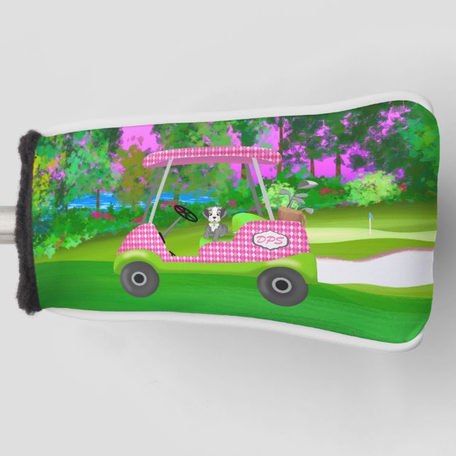 Funda Para Palo De Golf Carro De Golf Con Schnauzer E Iniciales Cutes (Anverso)