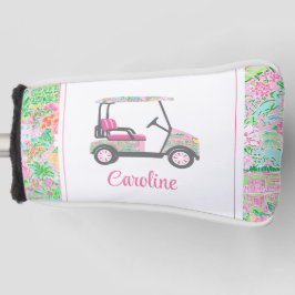 Funda Para Palo De Golf Carro de golf rosa y verde Palm Beach personalizad