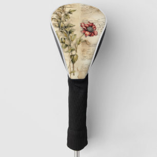 Funda Para Palo De Golf Carta de amor de pergamino vintage con flores (1)