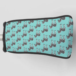 Funda Para Palo De Golf Cebra sobre azul teal
