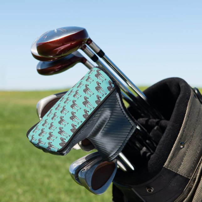 Funda Para Palo De Golf Cebra sobre azul teal (In Situ)