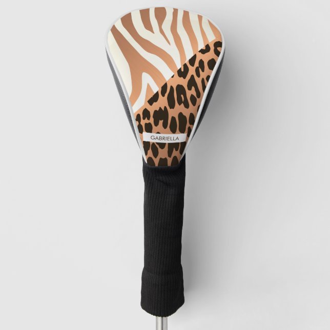 Funda Para Palo De Golf Cebra y estampado leopardo (Anverso)