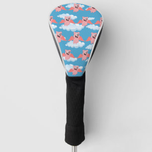 Funda Para Palo De Golf Cerdo Sonriente Alas Rosadas Animal Volador Dibujo