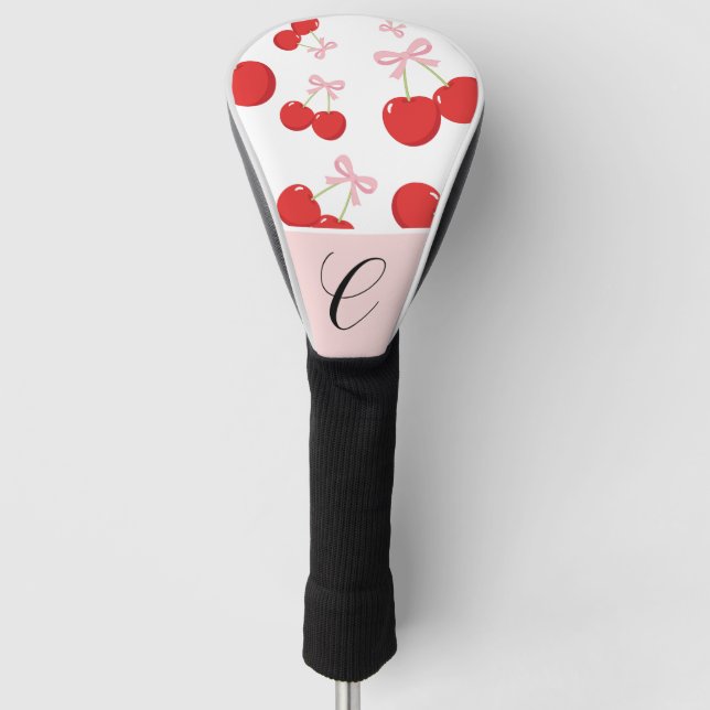 Funda Para Palo De Golf Cerezas rojas con Moda de coqueta de vaca rosa (Anverso)
