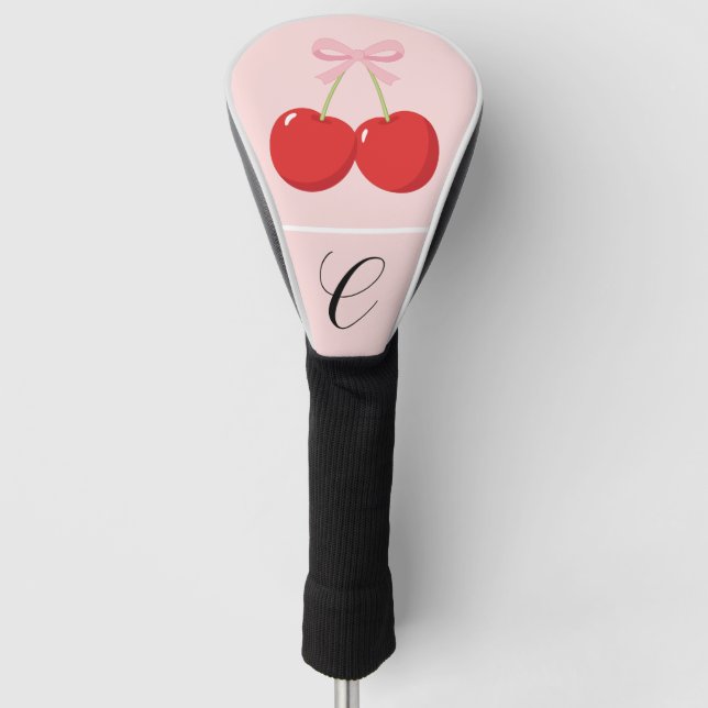 Funda Para Palo De Golf Cerezas rojas con Moda de coqueta de vaca rosa (Anverso)