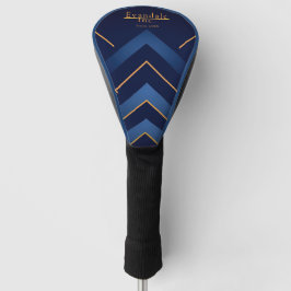 Funda Para Palo De Golf Chevron Dorado de la Marina Refinado Personalizado