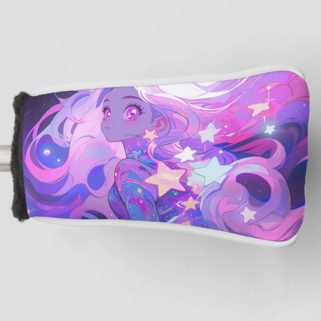 Funda Para Palo De Golf Chica cósmico rosa y morado de anime (Anverso)