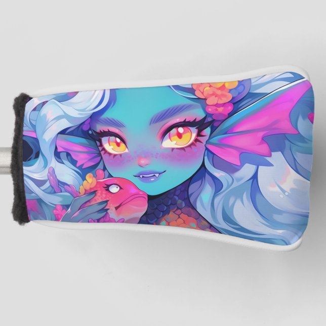 Funda Para Palo De Golf Chica de la sirena con marea y Mascota (Anverso)