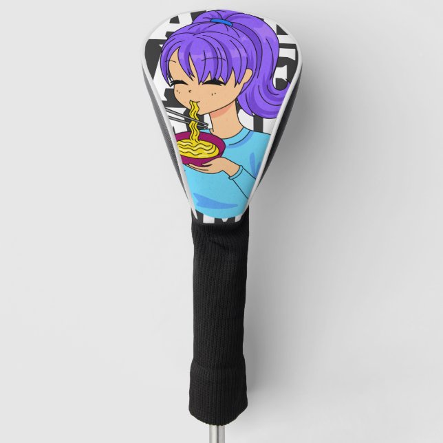 Funda Para Palo De Golf Chica estilo anime comiendo fideos (Anverso)