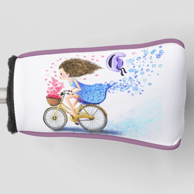 Funda Para Palo De Golf Chica feliz con cubierta de cabeza de ciclismo (Anverso)