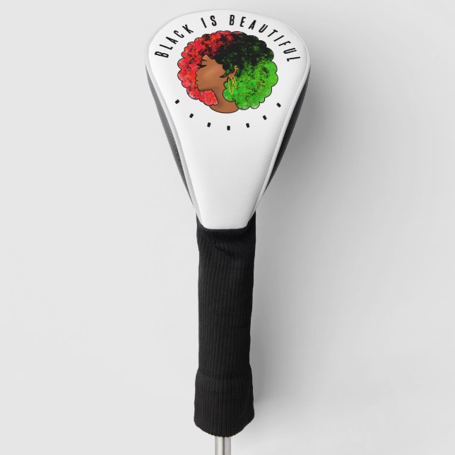 Funda Para Palo De Golf Chica negra panafricana mujer rojo orgullo verde a (Anverso)