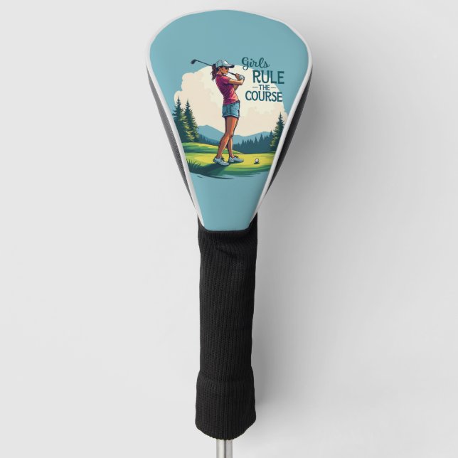 Funda Para Palo De Golf Chicas gobiernan el Ilustracion de golf Retro (Anverso)
