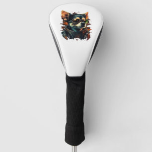 Funda Para Palo De Golf Chihuahua Biker Motociclista Riando Perro Papá