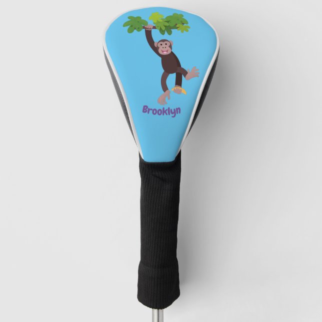 Funda Para Palo De Golf Chimpancé lindo en personalizado colgante de la ju (Anverso)